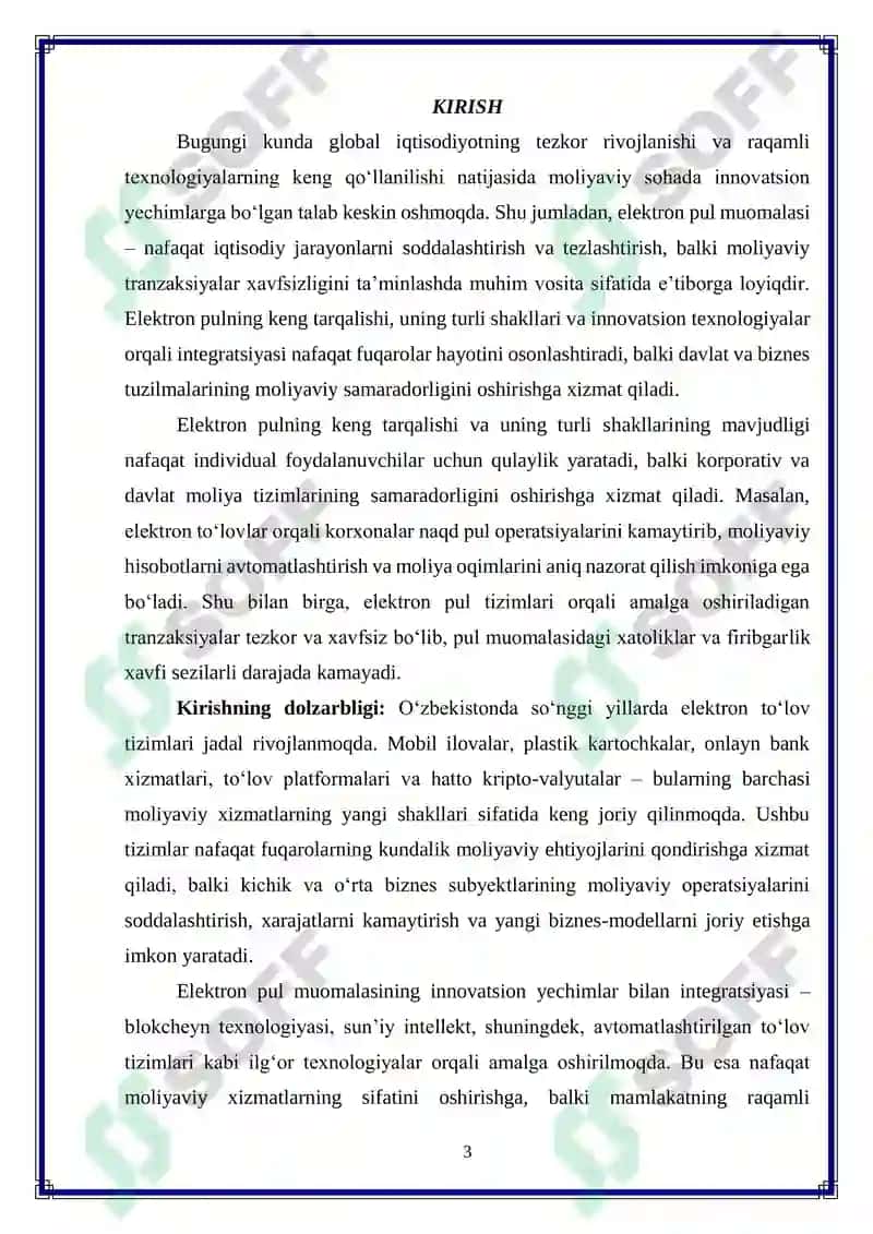 Elektron pul muomalasining innovatsion usullarini joriy etish masalalari 3