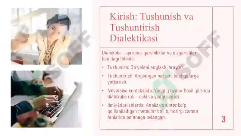 Tushunish va tushuntirish dialektikasi. Novatsiya 3