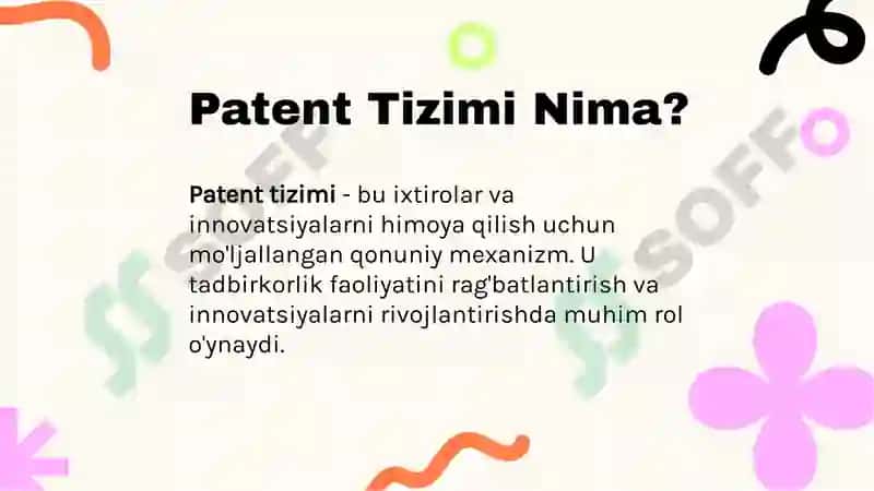 Jahon patent tizimi. O'zbekiston patent tizimini shakllantirish 3