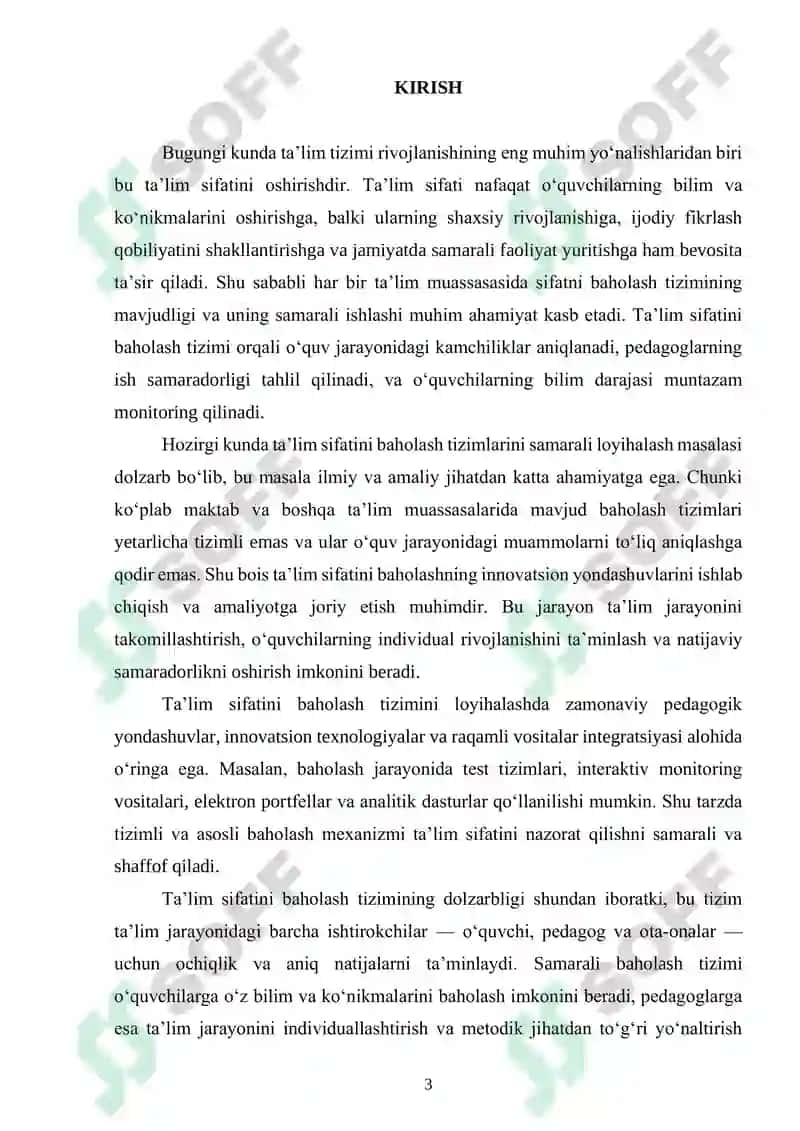 Ta’lim sifatini baholash tizimini loyihalash va uning samaradorligi 3