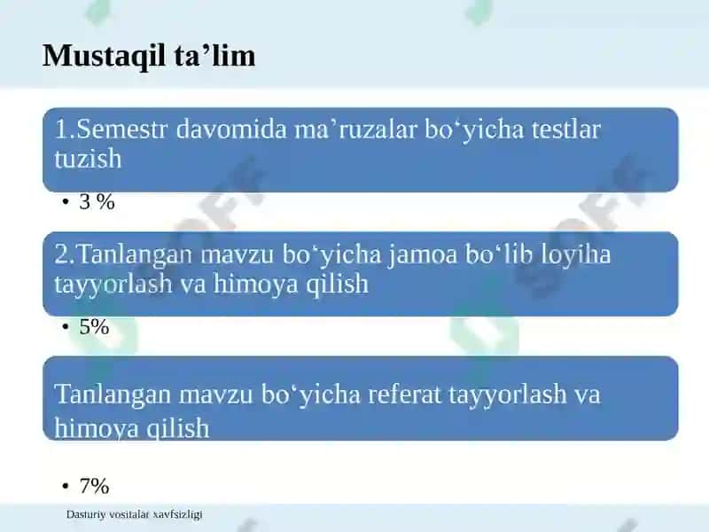 Dasturiy Vositalar Xavfsizligi 3