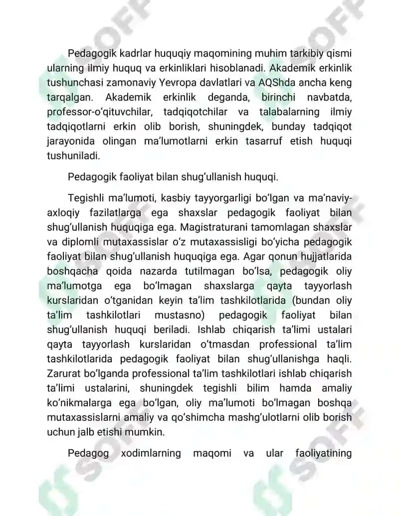 Taʼlim tashkilotlari pedagog xodimlarining huquqiy maqomi. 3