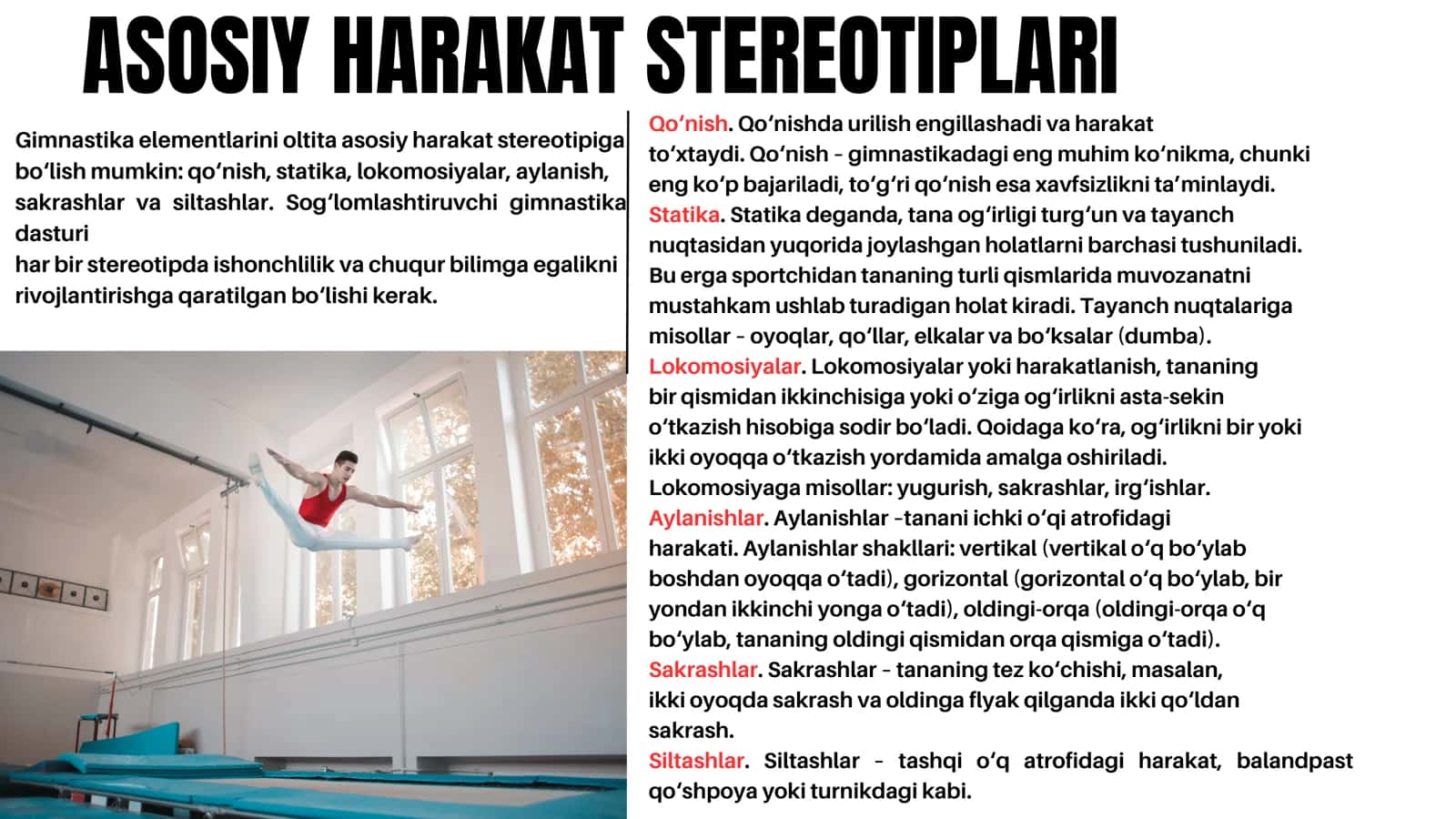 ASOSIY GIMNASTIKA KO‘PKURASH TURLARIDAGI MASHQLAR 3