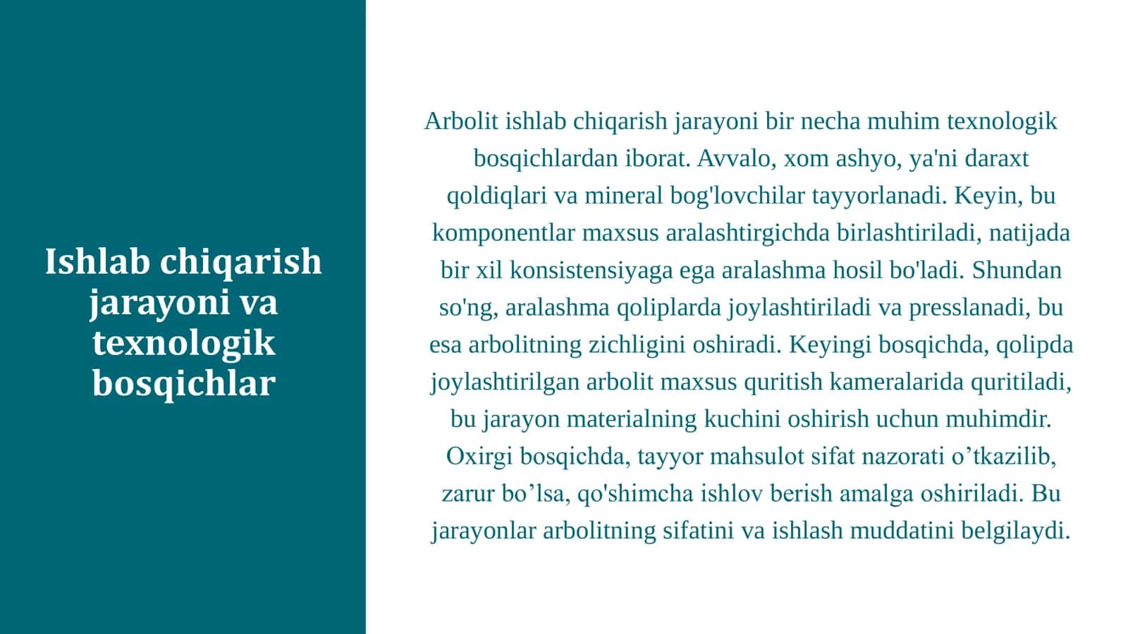 Arbolit ishlab chiqarish texnologiyasi. 3