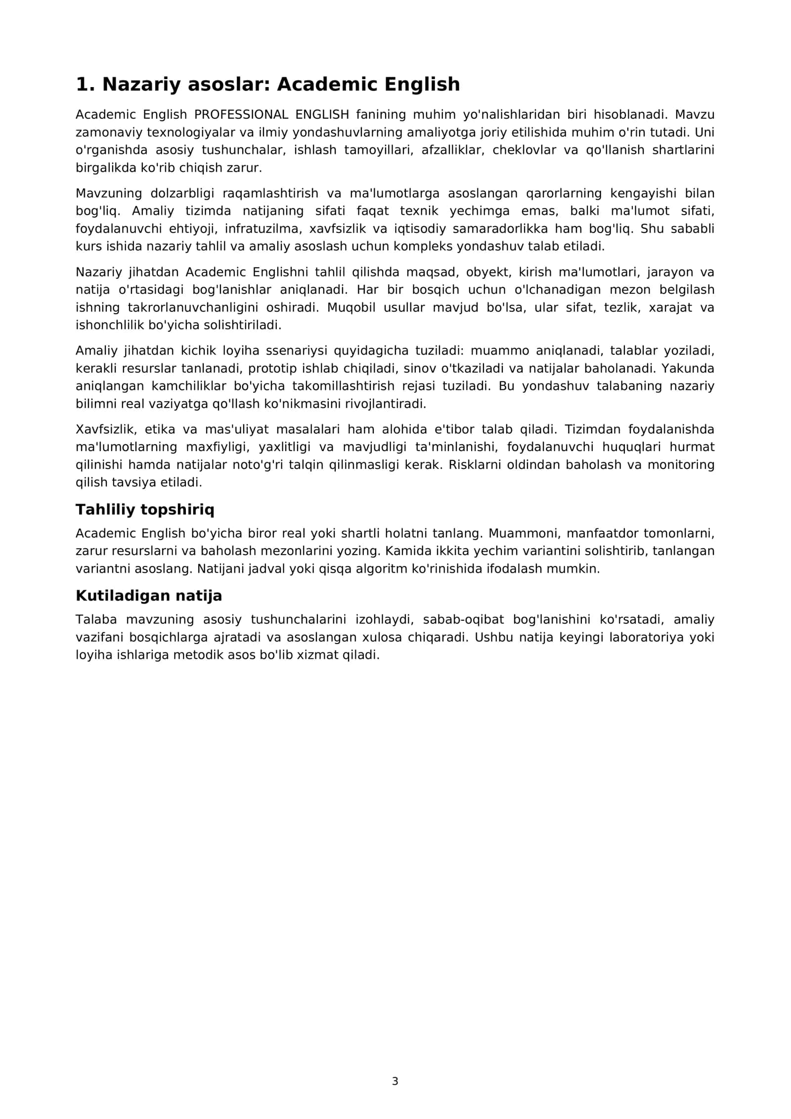 Academic English 3