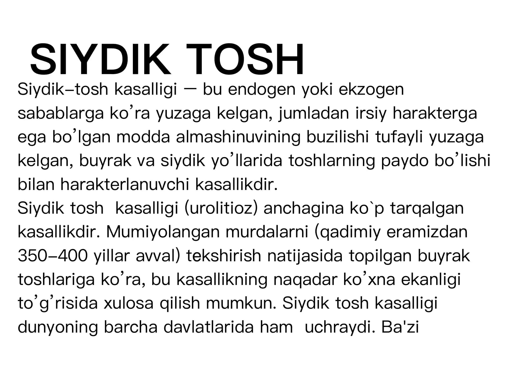 Siydik Tosh Kasalligi 3