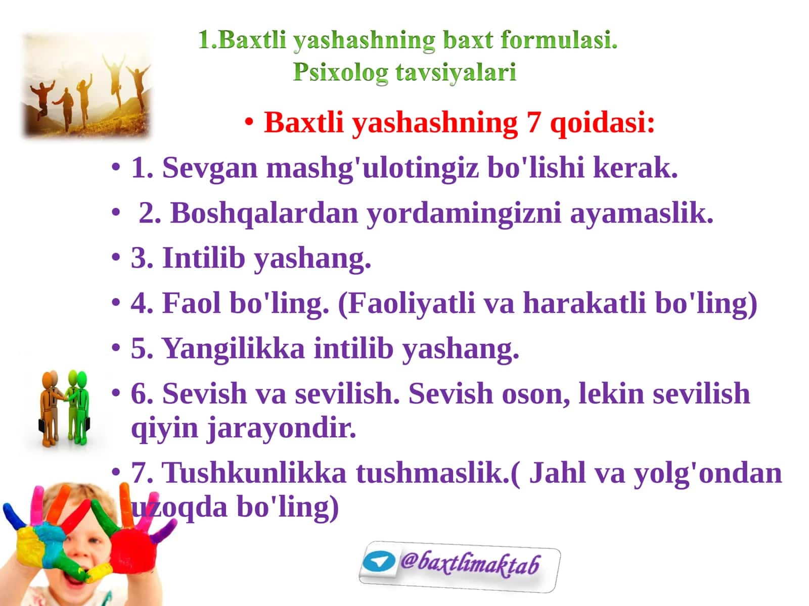 Yashash uchun 100 ta sabab trening mashg’uloti 3