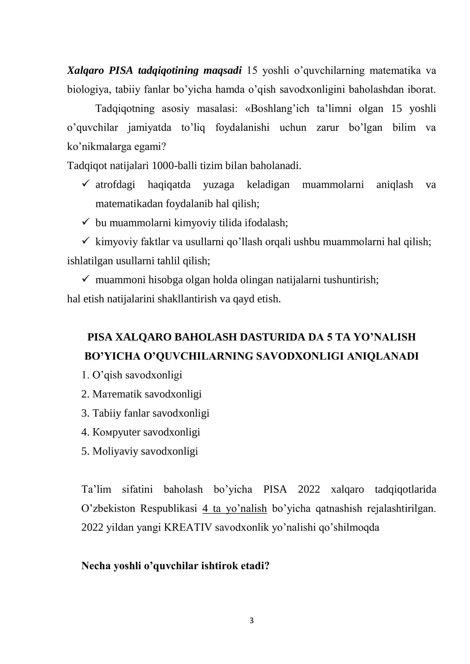 6-MODUL: FANDAGI YANGILIKLAR, FANNI O'QITISHNING 3