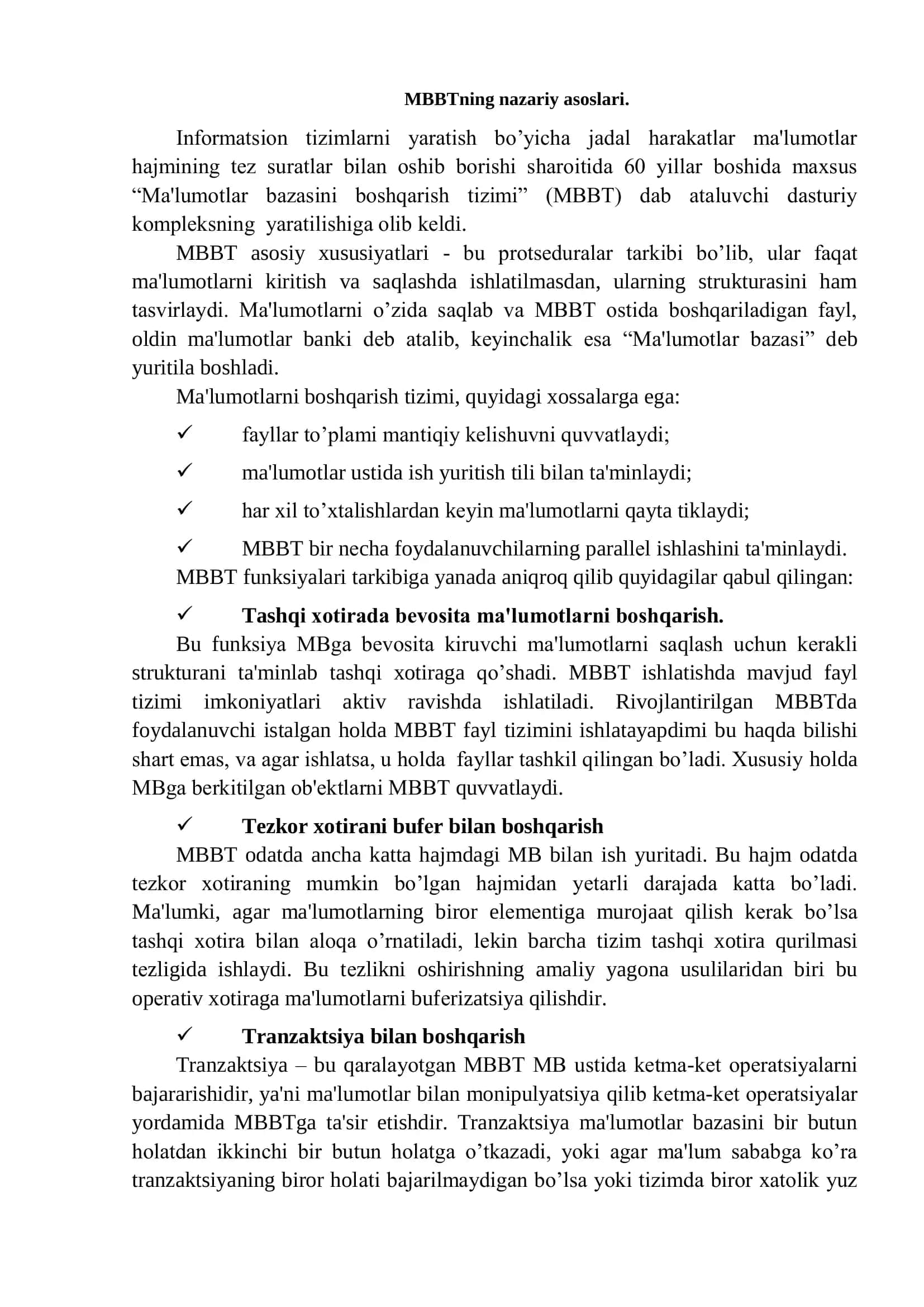 Oracle ma‟lumotlar bazasini SQL tili yordamida boshqarish 3