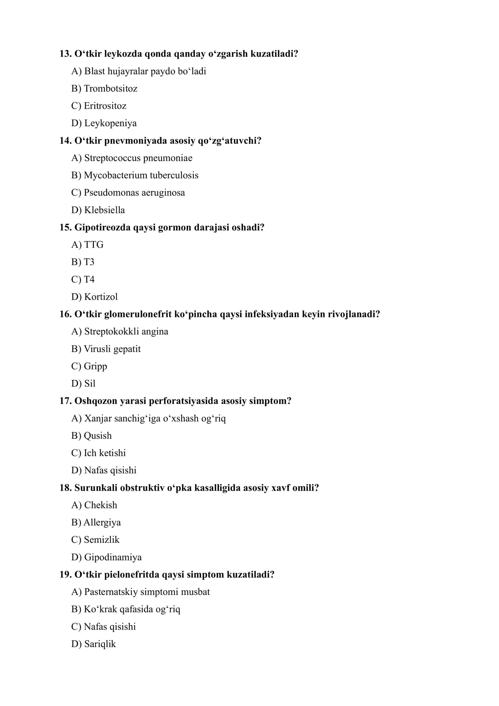 ORDINATURA (TIBBIYOT) TESTLARI TO‘PLAMI 3