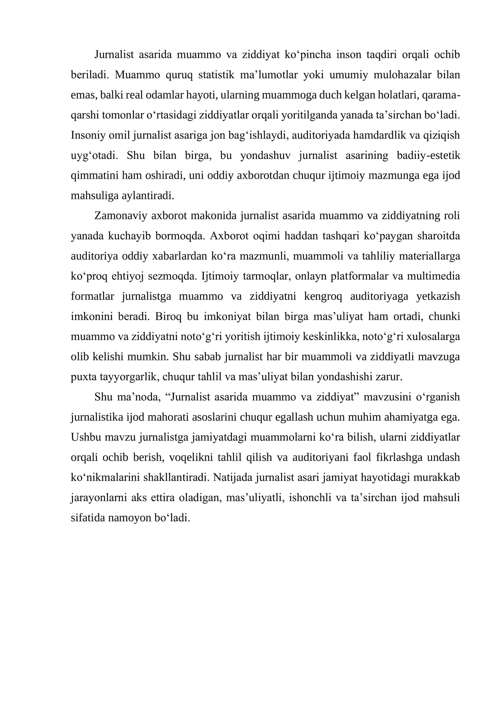 JURNALIST ASARIDA MUAMMO VA ZIDDIYAT 3