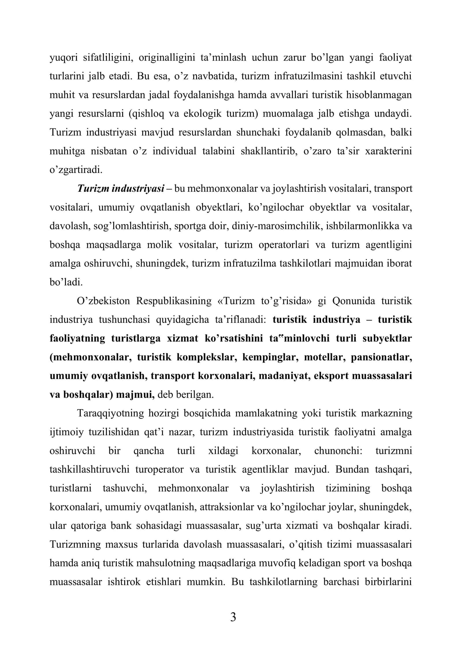 Turizm industriyasi va infratuzilmasi 3