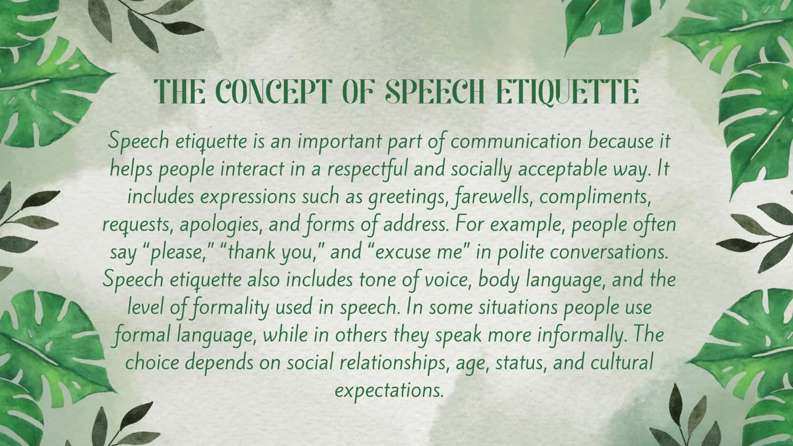 THE INFLUENCE OF CULTURE ON SPEECH ETIQUETTE NORMS 3
