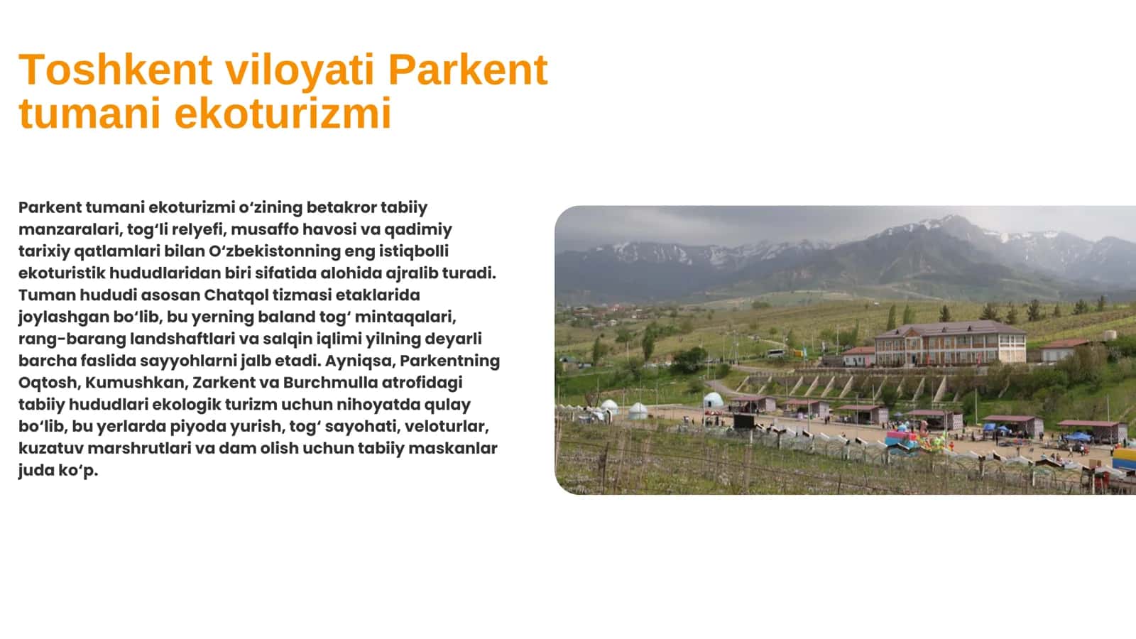 Toshkent viloyati Parkent tumani EKOTURIZMI 3