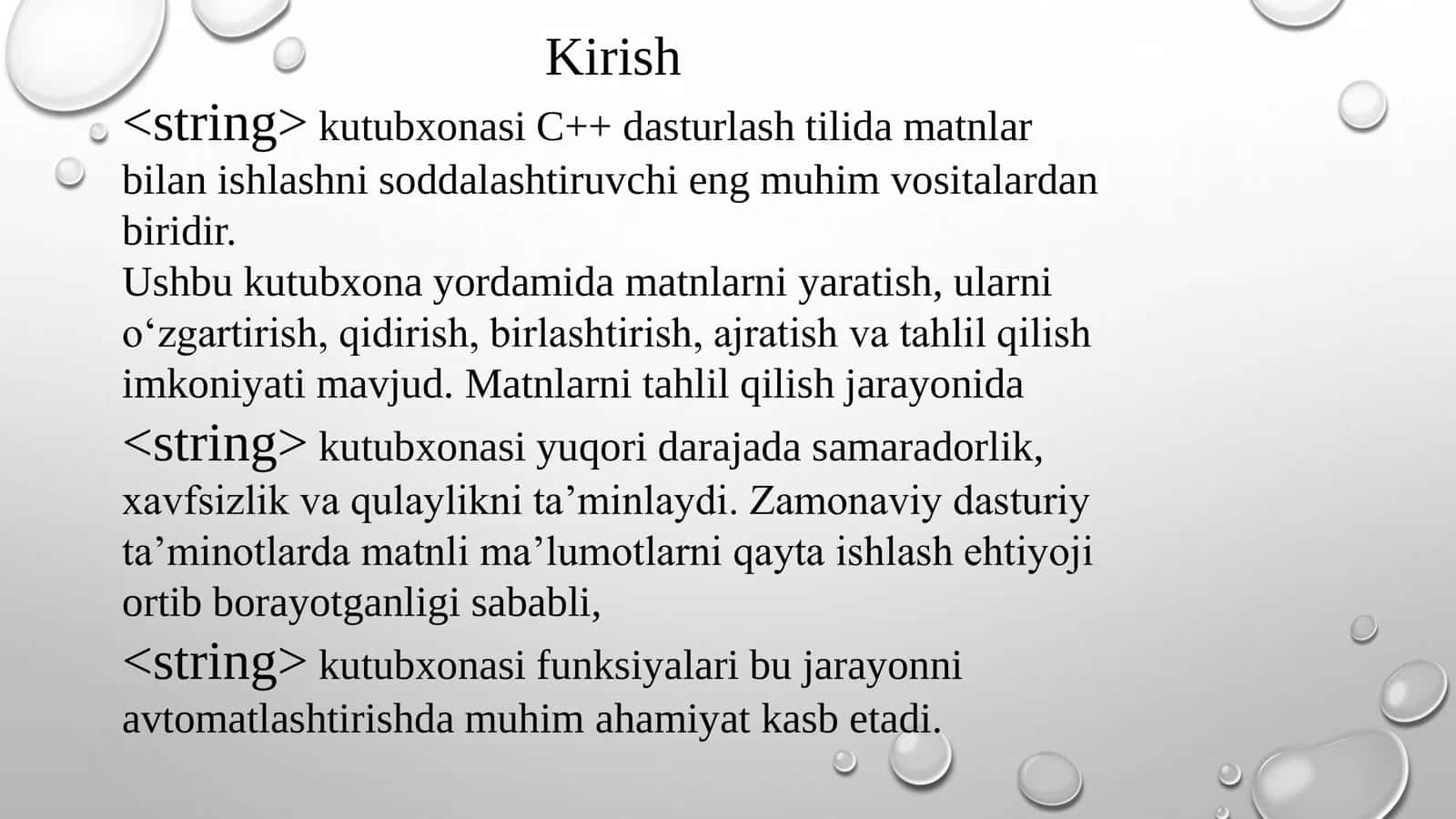 <STRING> kutubxonasi bilan matnları tahlil qilish 3