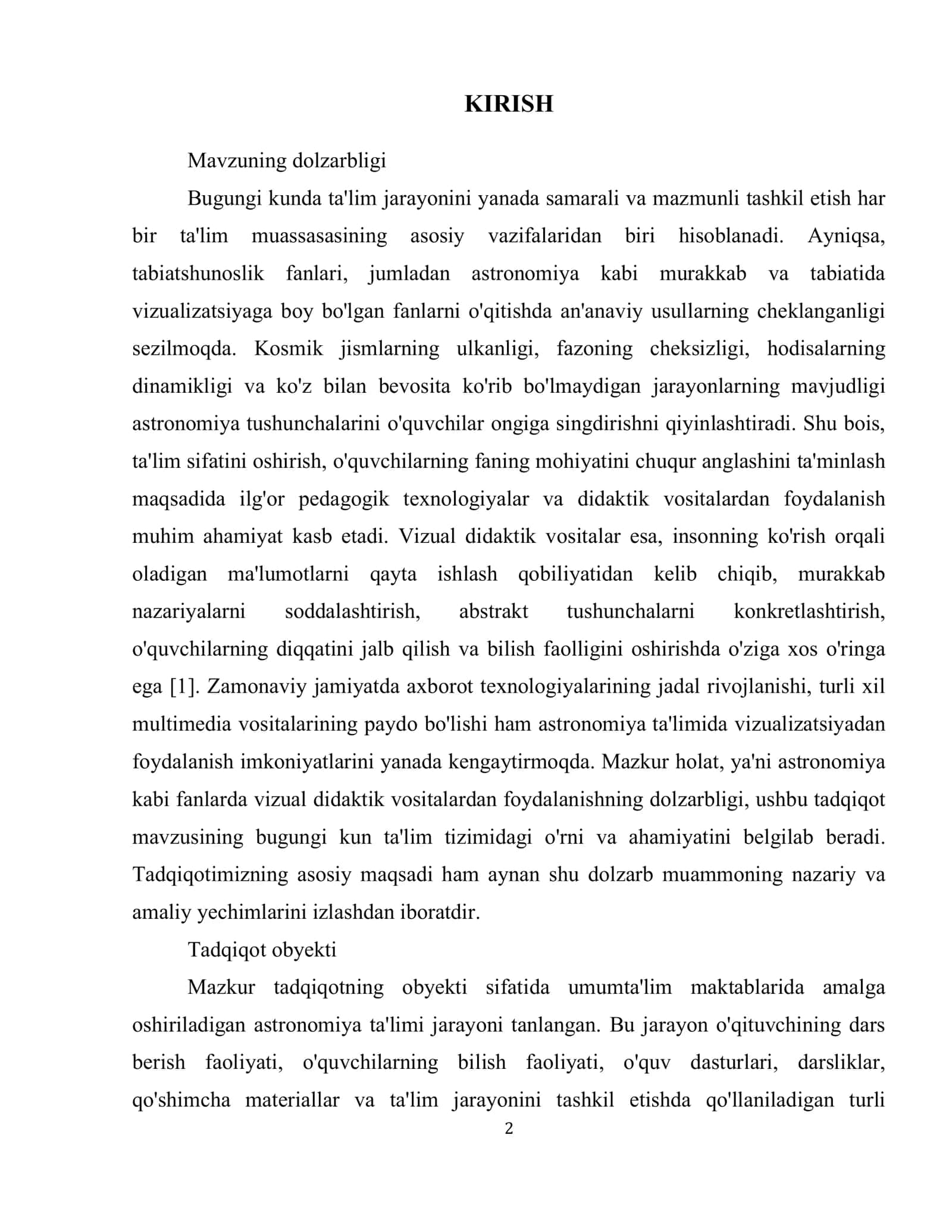 Astronomiya darslarida vizual didaktik vositalardan foydalanish 3