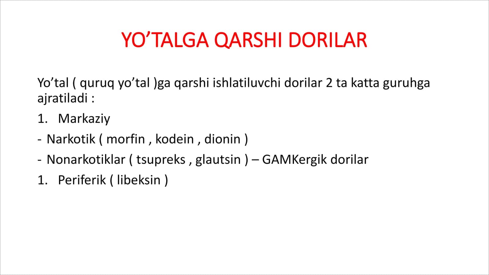Nafas tizimi farmakologiyasi 3