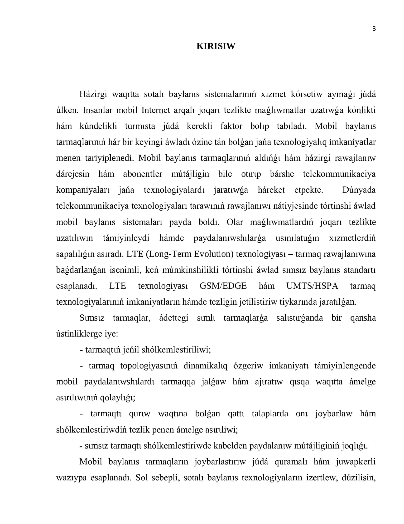MOBIL BAYLANÍSÀWLADLARÍNÍ RAWAJLANÍW TARIYXÍ 3
