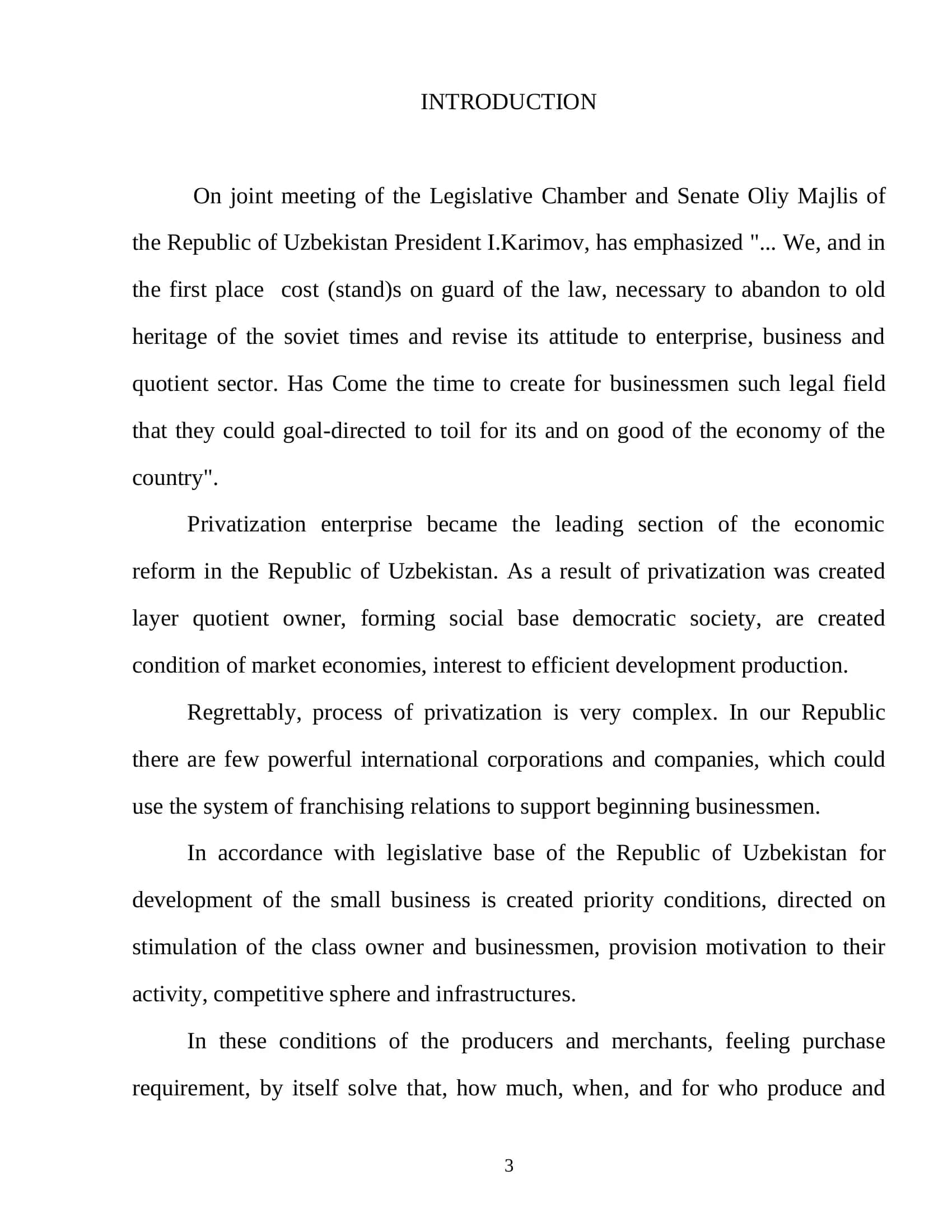 "DEVELOPMENT OF THE SMALL BUSINESS AND PRIVATE ENTERPRISE" 3