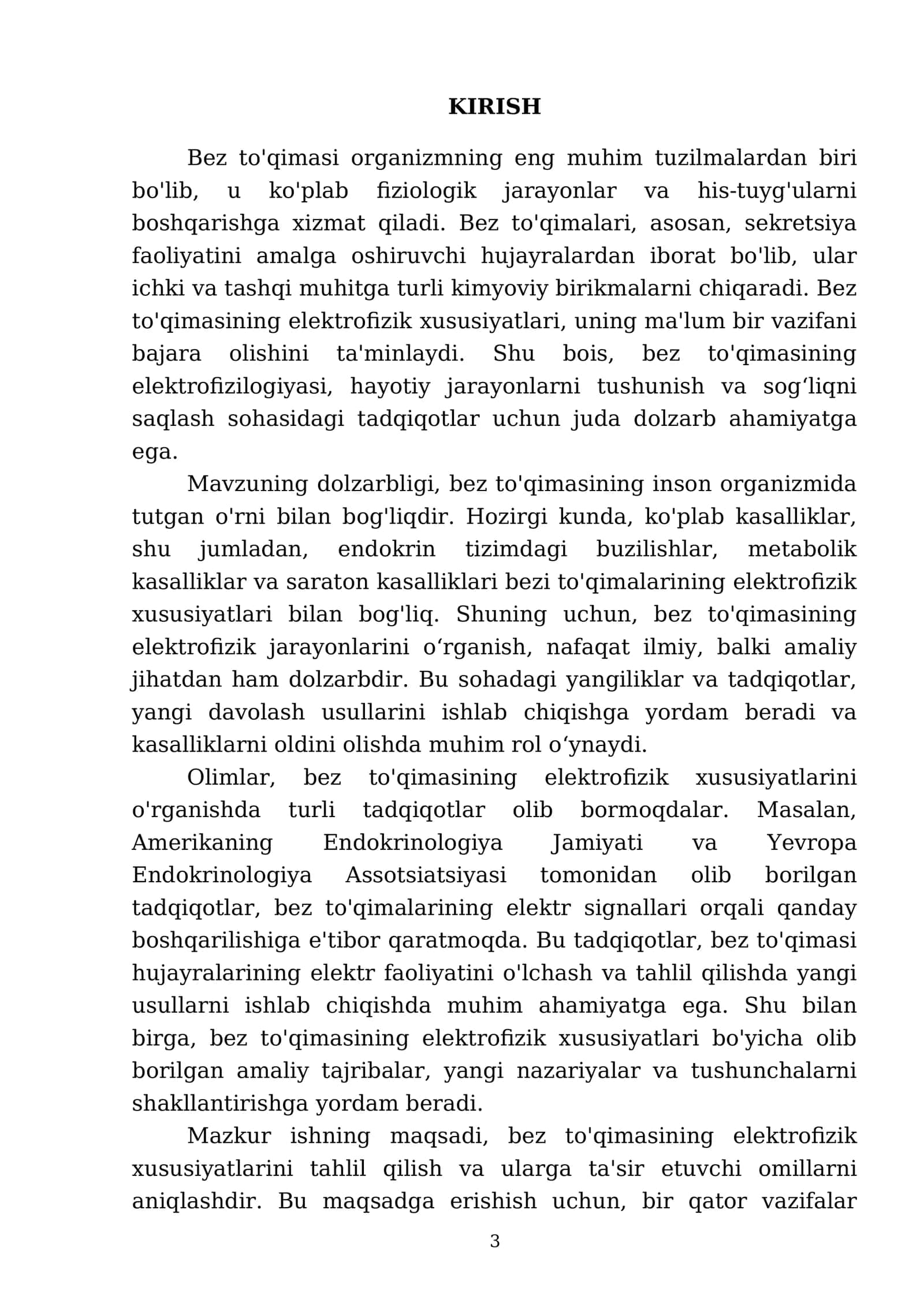 Bez to'qimasining elektrofizilogiyasi 3