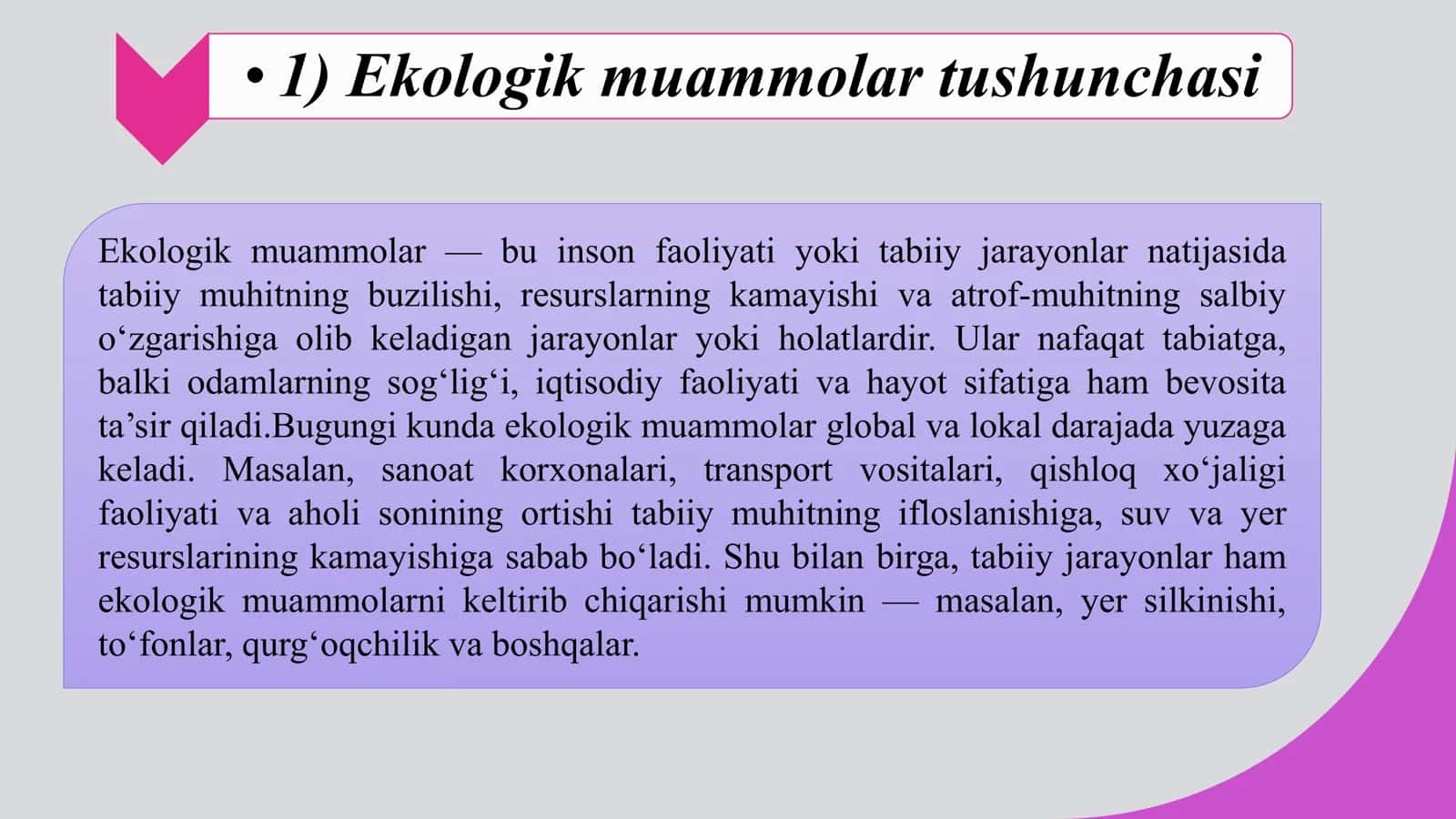 EKOLOGIK MUAMMOLARNING TURLARI VA XAL ETISH 3