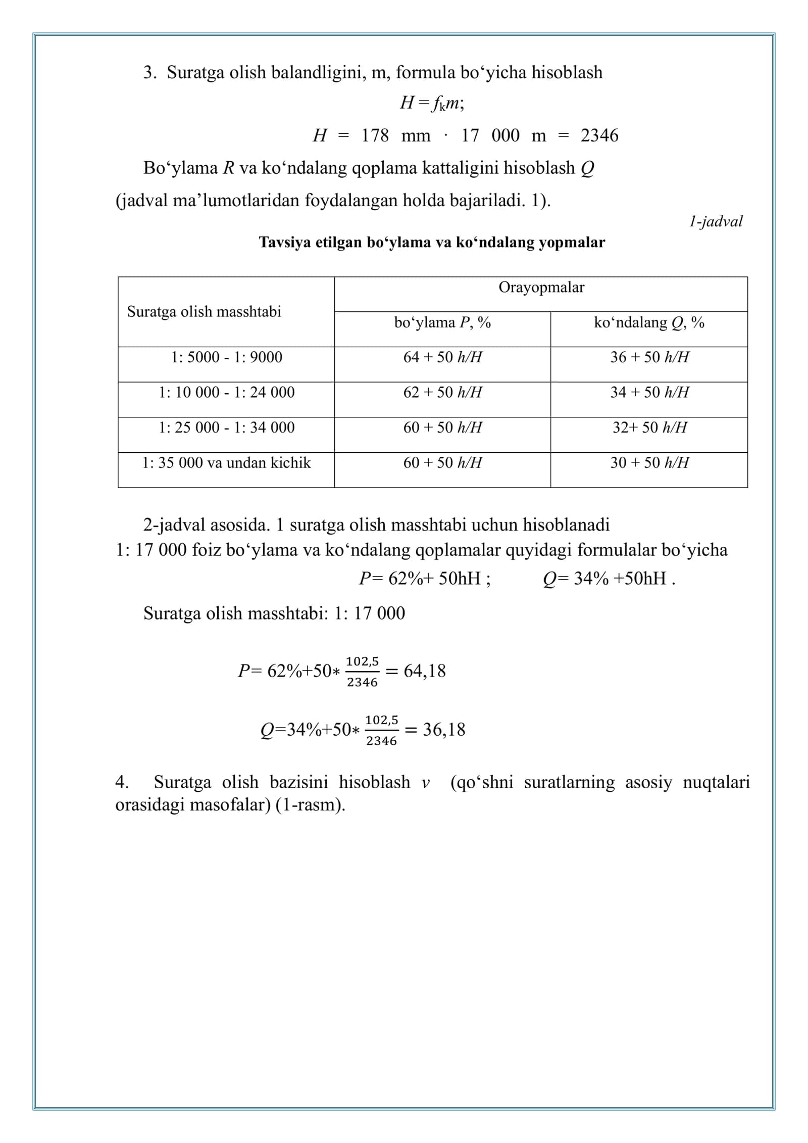 Aerofotosyomka parametrlarini hisoblash 3