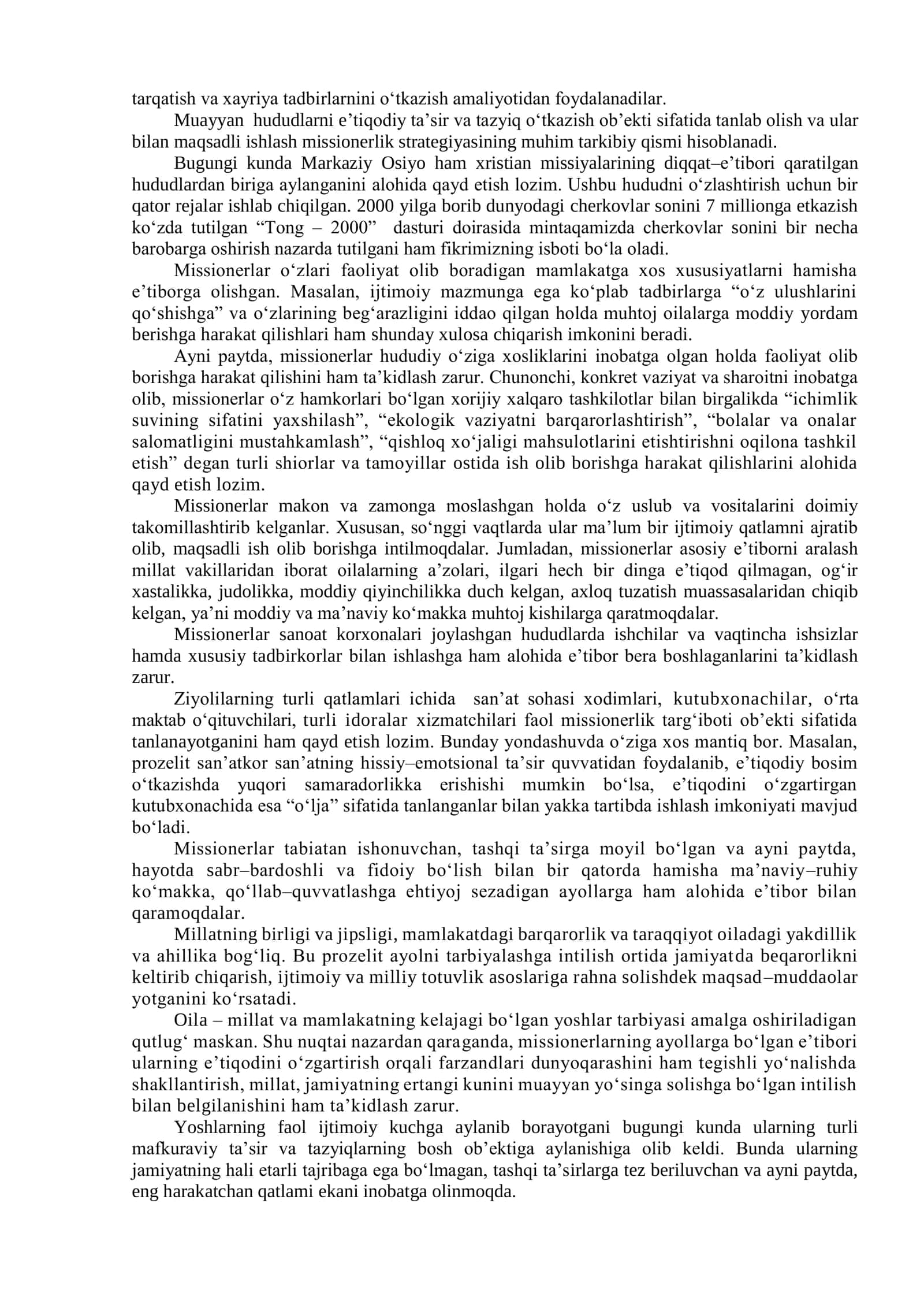 MISSIONERLIK VA PROZELITIZM: TARIX VA BUGUN 3
