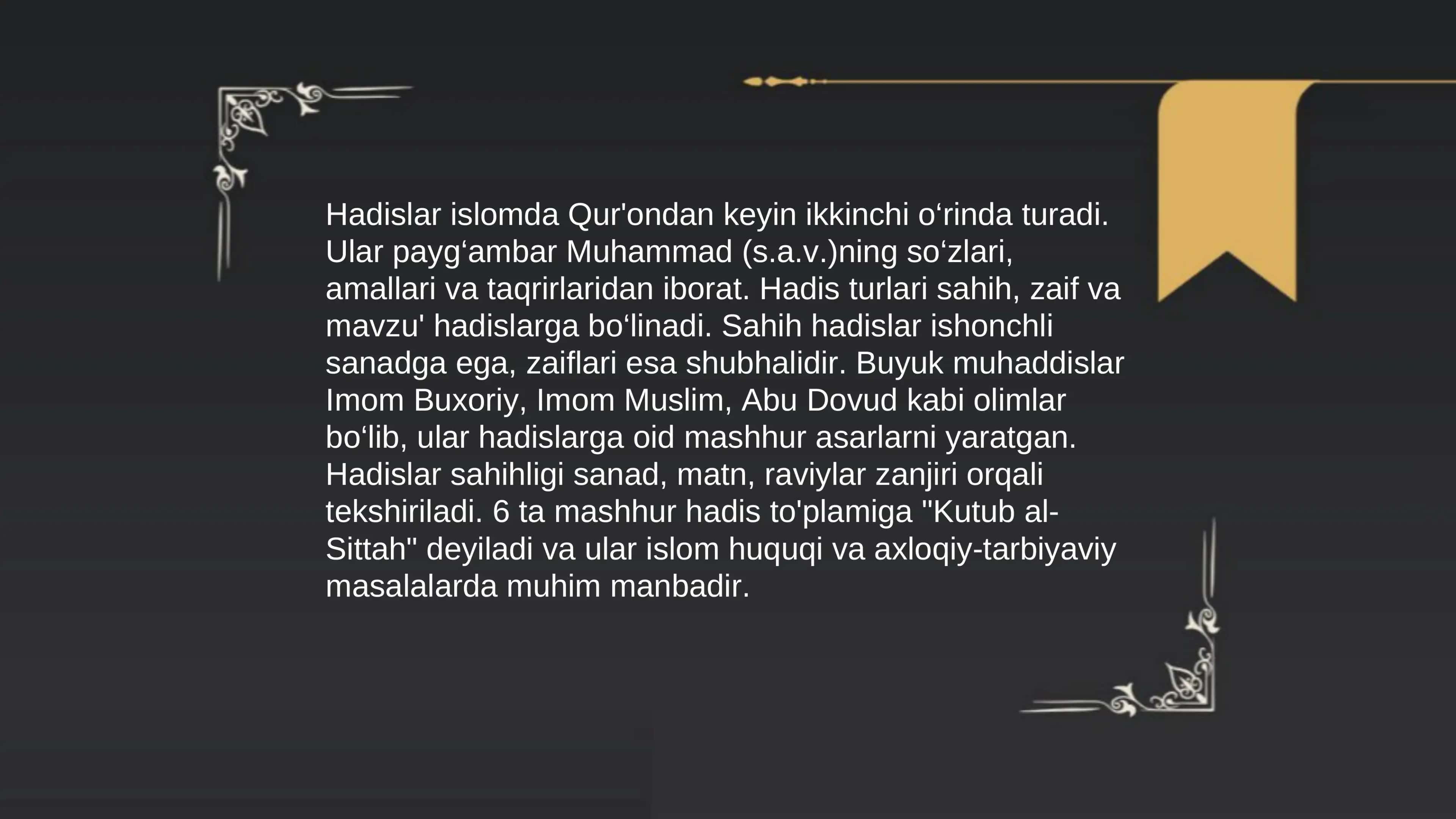 Hadis tushunchasi, ularning turlari va tasnifi 3