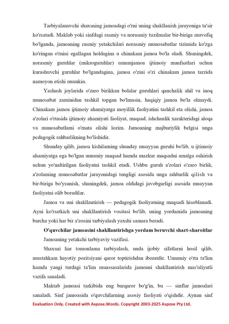 Jamoada shaxsni tarbiyalash 4