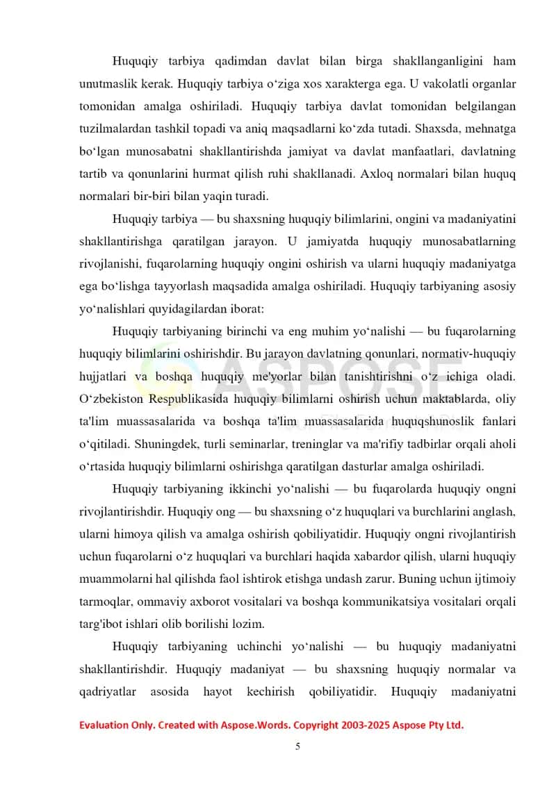 Huquqiy tarbiyaning asosiy yo‘nalishlari 4