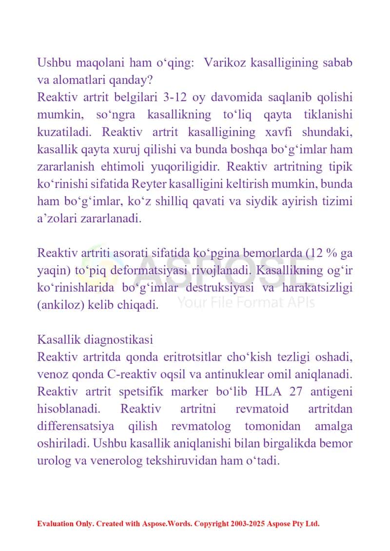 Reaktiv artritlar 4
