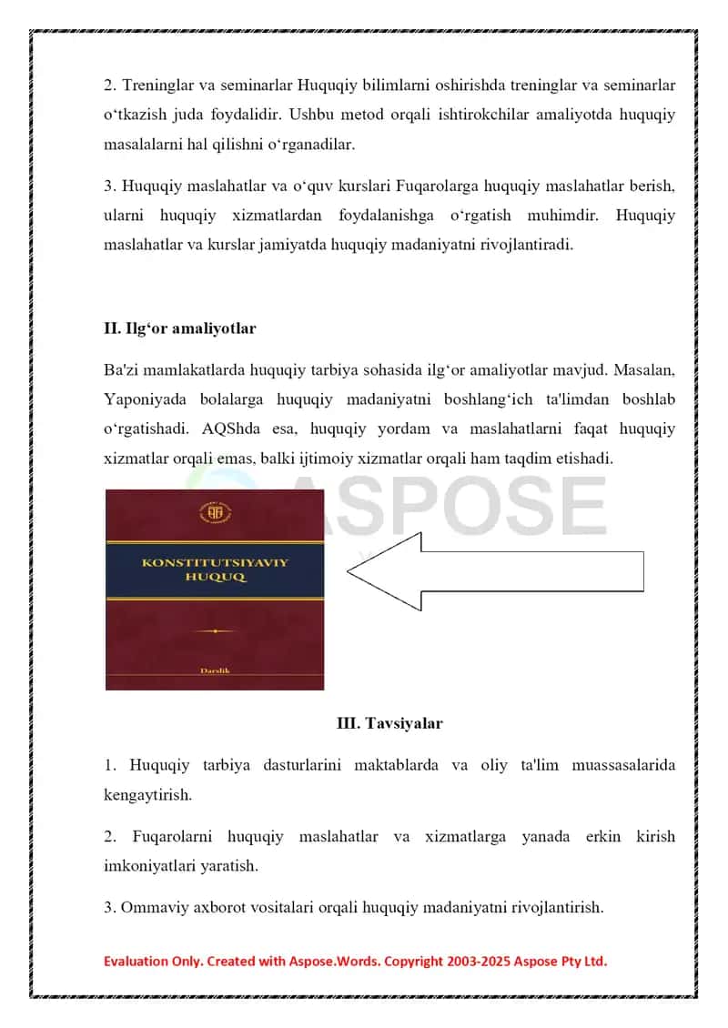 Huquqiy tarbiyaning asosiy yo’nalishlari 4
