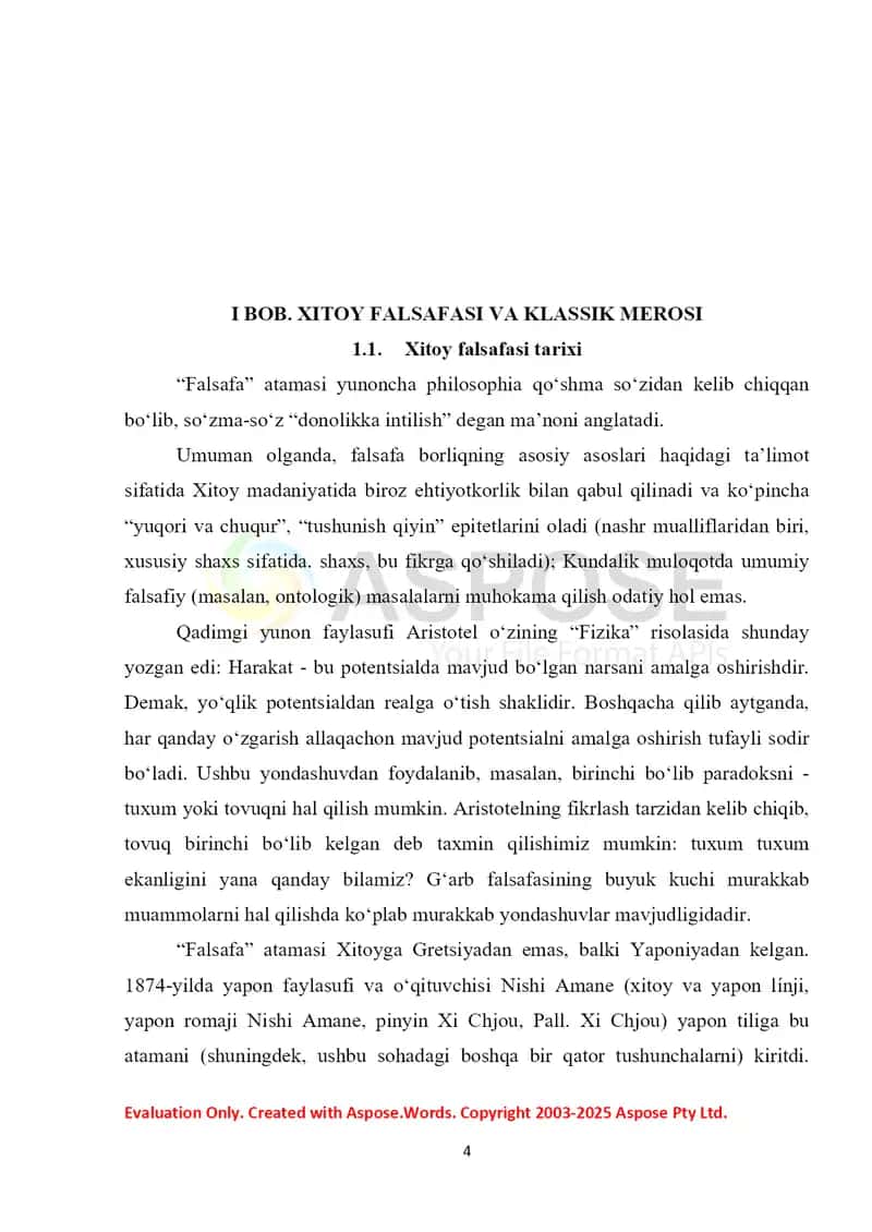 Kurs ishi “Xitoy falsafasining mumtoz adabiyoti” 4