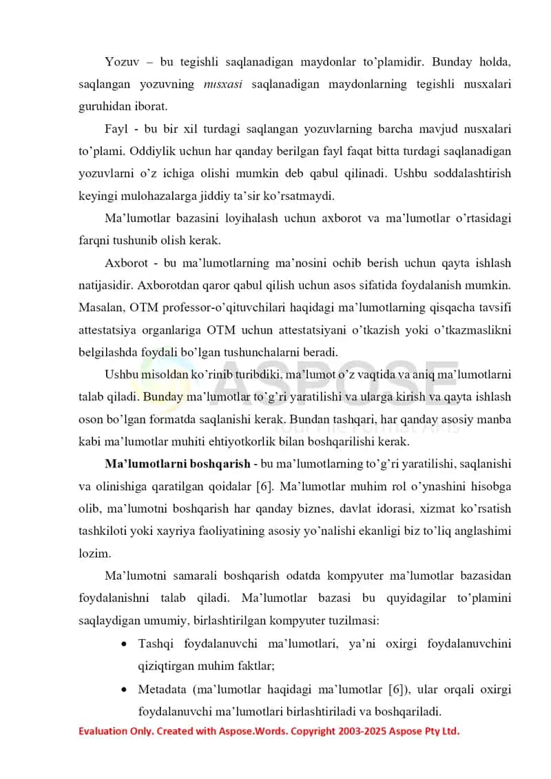 Aeraport ma’lumotlar bazasini loyihalash 4