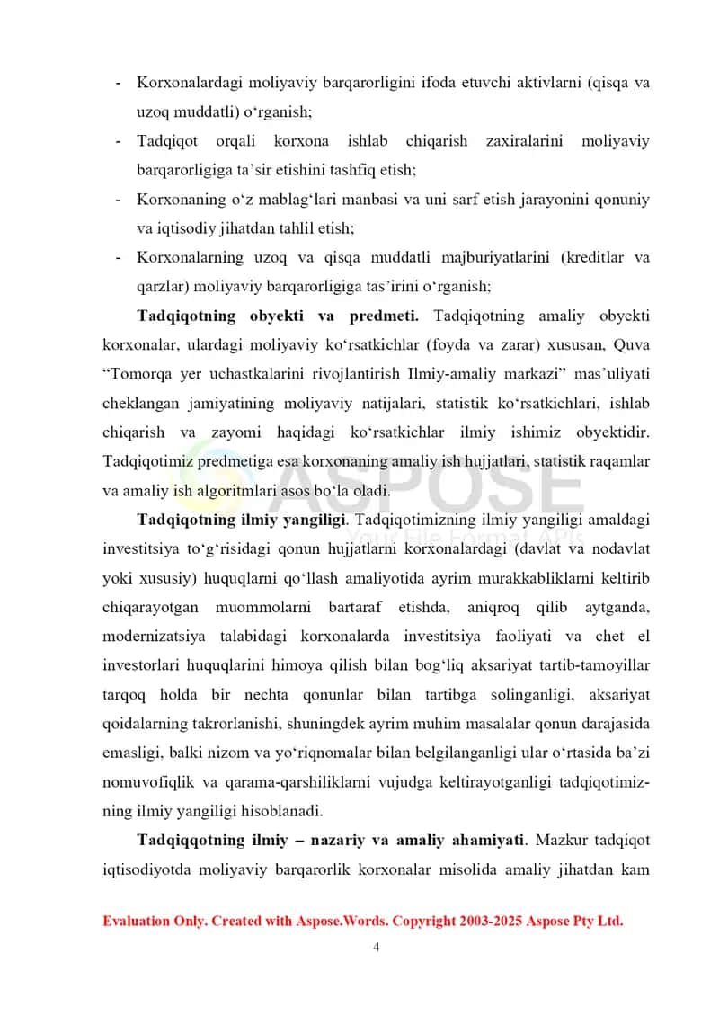 Moliyaviy natijalar va moliyaviy barqarorlikni ifodalovchi ko’rsatkichlar tahlili 4