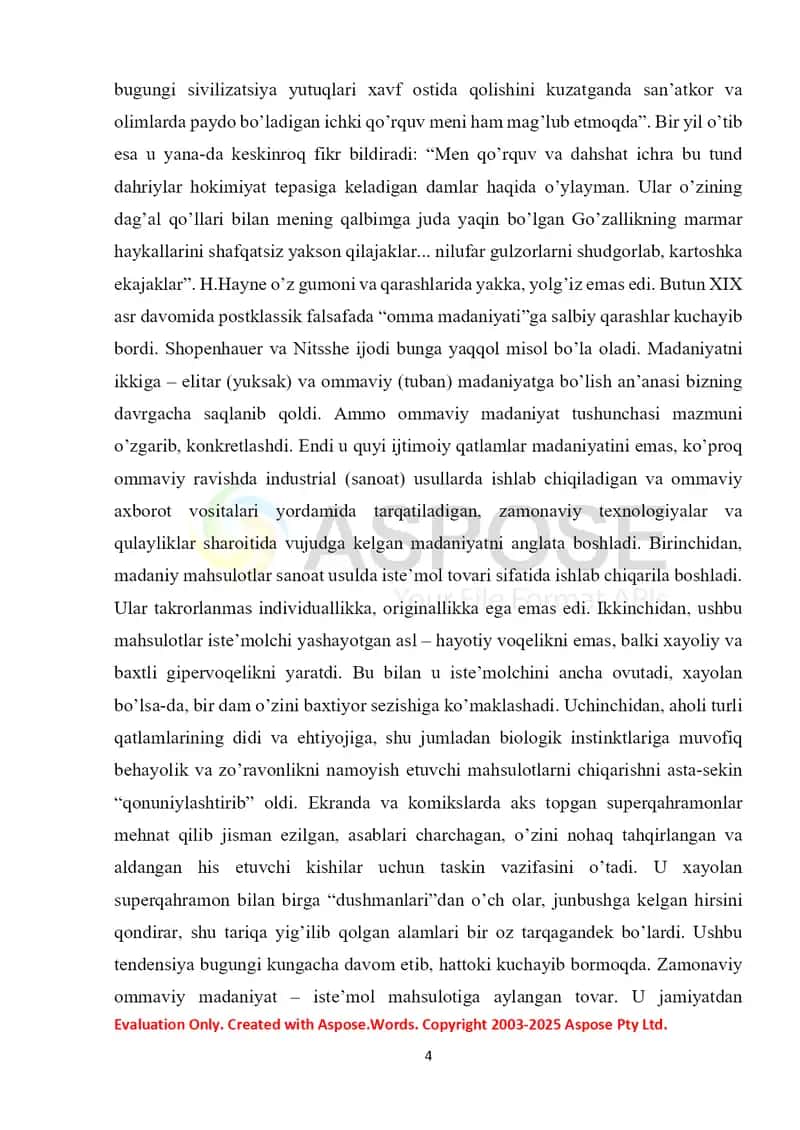 Ommaviy madaniyatning shakllanish tarixi va uning turlari 4