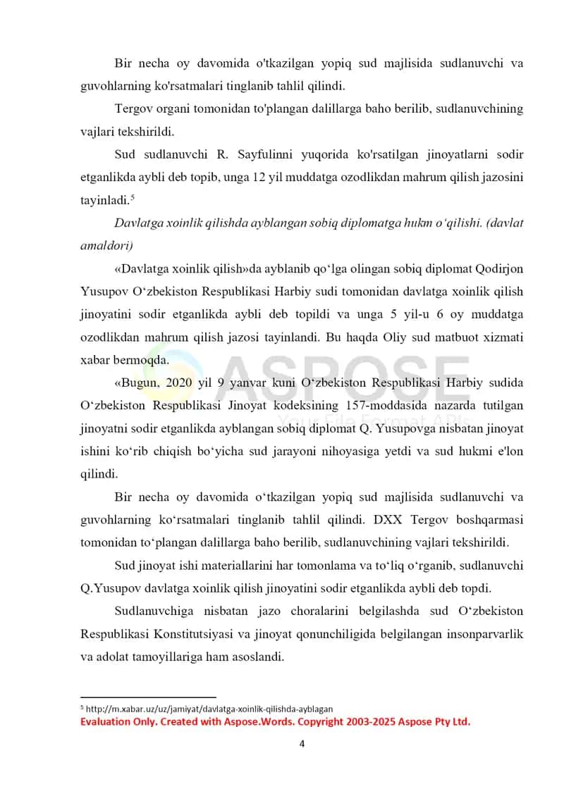157-modda. Davlatga xoinlik qilish 4