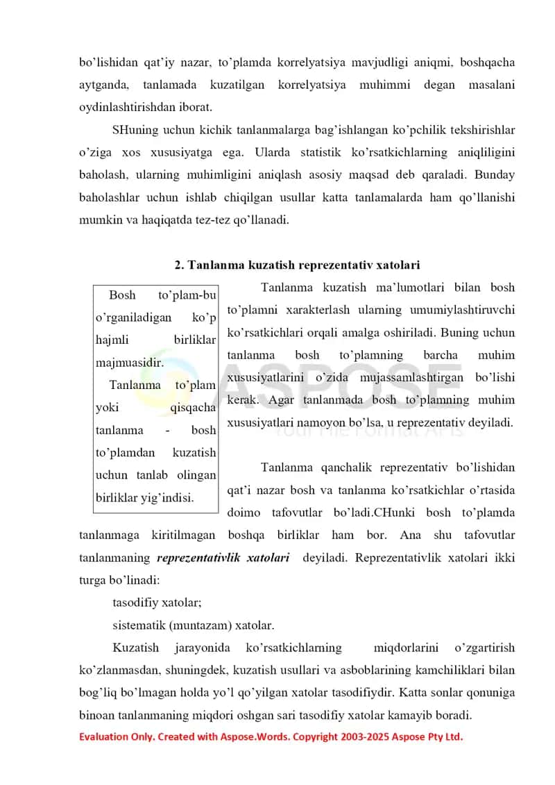 Tanlanma kuzatish 4