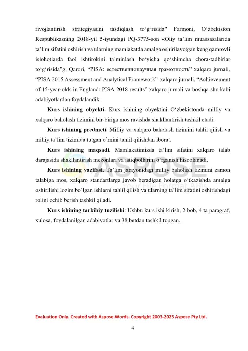 Ta’lim sifatini baholashning xalqaro tizimi 4