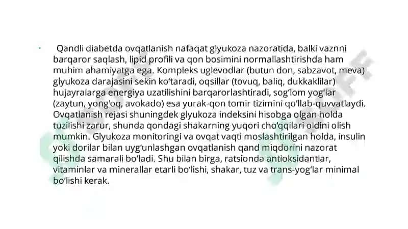 Qandli diabet va ovqatlanish 4