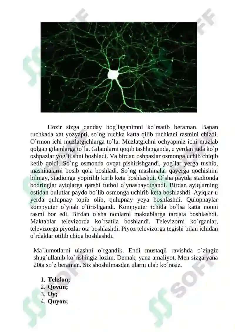 4-darajali Mnemonika mashqlari 4