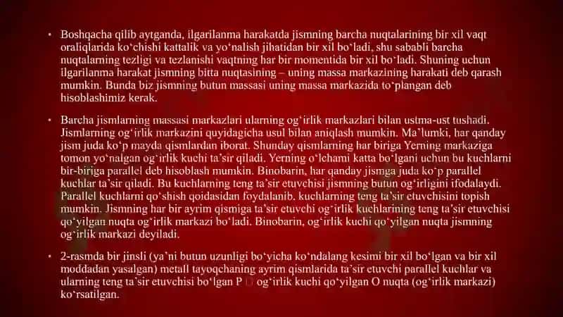 Qattiq Jismning Harakati va Kuch Momenti 4