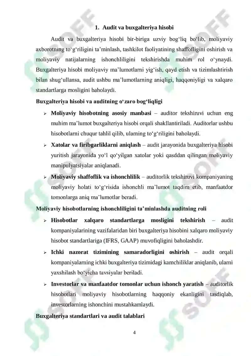 Auditga kirish fanidan Referat 4