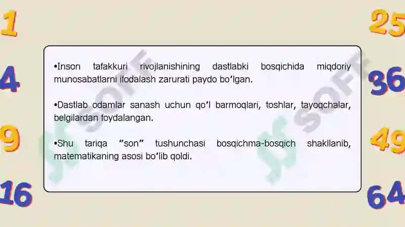 Son tushunchasini paydo bo‘lishi. 4