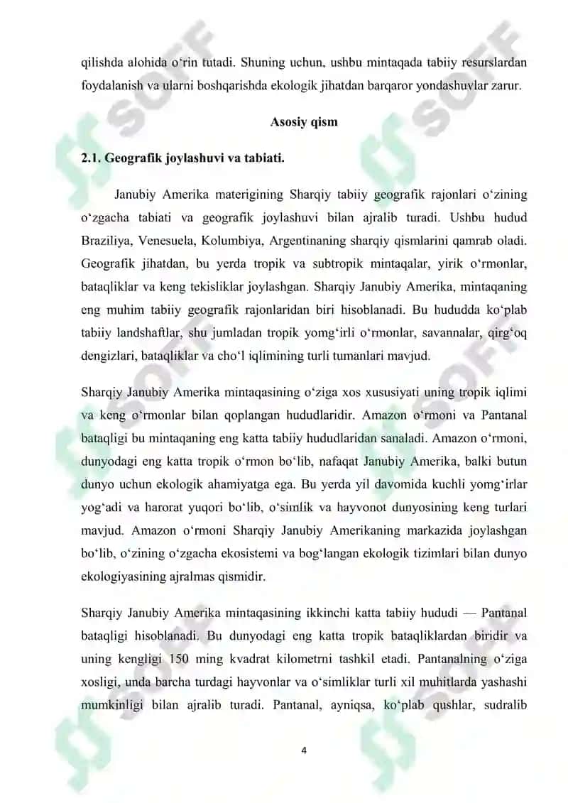 Janubiy Amerika materigining Sharq TGRga tavsif 4