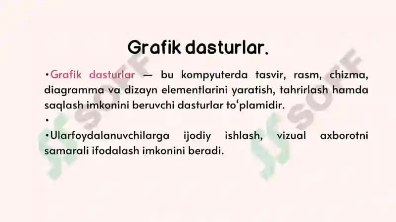 Grafik dasturlar va ularning imkoniyatlari. 4