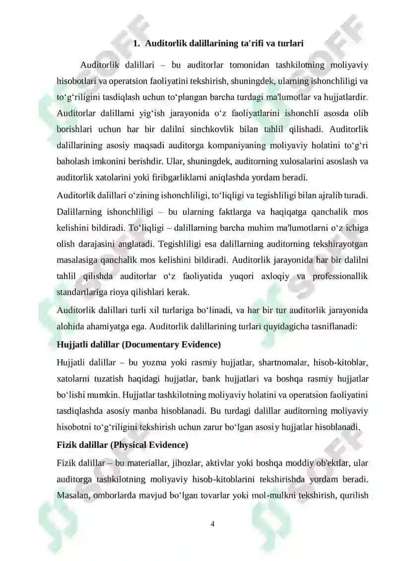 Auditorlik dalillar.Ularni yigʻish usullari 4