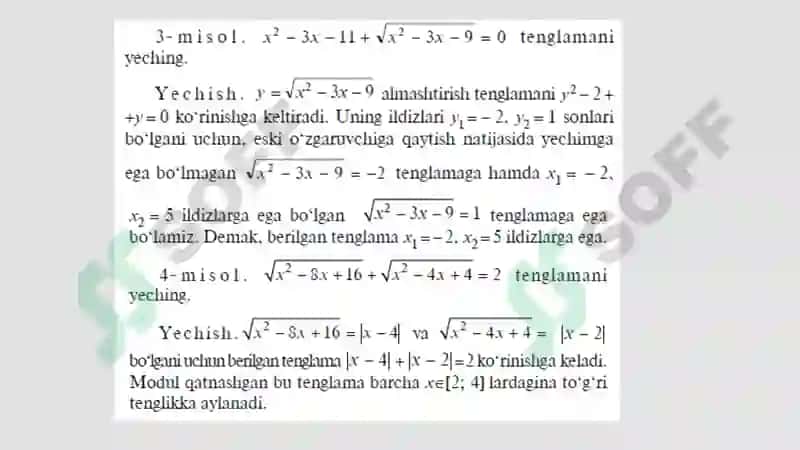 Irratsional tenglamalar va tenglamalar sistemasi 4