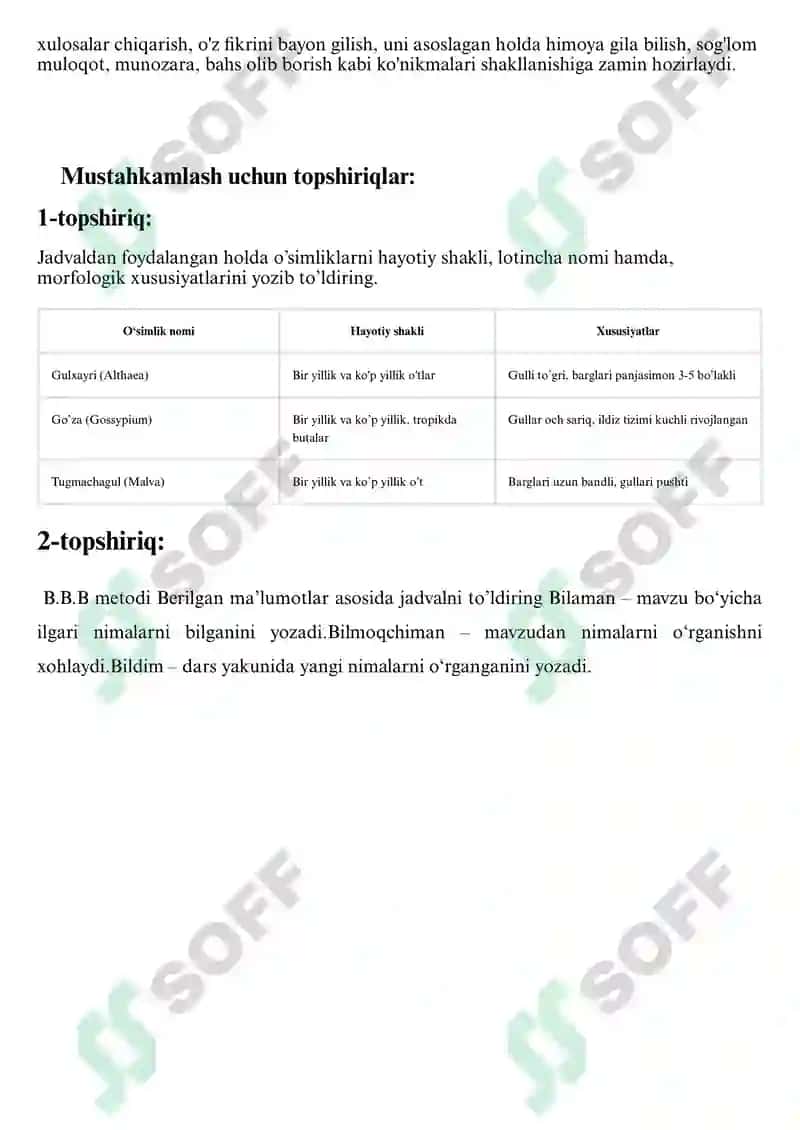 Gulxayridoshlar (Malvaceae) oilasi 4