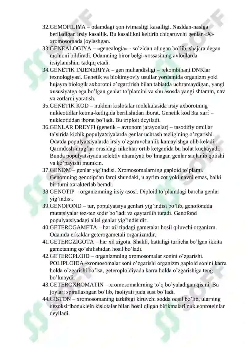 Genetika fanidan tayyorlagan GLOSSARIY 4